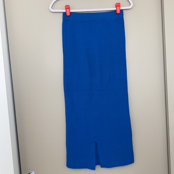 🆑 [4/$20] ASOS Blue pencil knit midi slit high waisted skirt - Picture 3 of 6